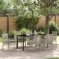 Preview: ARDEBO.de - 7-teiliges Garten Essset mit Kissen Hellgrau Poly Rattan