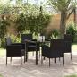 Preview: ARDEBO.de - 5-teiliges Garten-Ess-Set mit Kissen Schwarz Poly-Rattan
