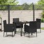 Preview: 5-teiliges Garten-Ess-Set mit Kissen Schwarz Poly-Rattan