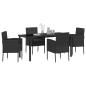 Preview: 5-teiliges Garten Esstischset mit Kissen Schwarz Poly-Rattan