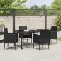 Preview: 5-teiliges Garten Esstischset mit Kissen Schwarz Poly-Rattan