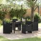 Preview: ARDEBO.de - 5-teiliges Garten-Essset mit Kissen aus schwarzem Poly-Rattan