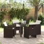 Preview: ARDEBO.de - 5-teilige Garten-Essgruppe mit Kissen Braun Poly-Rattan