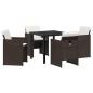 Preview: 5-teilige Garten-Essgruppe mit Kissen Braun Poly-Rattan