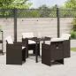 Preview: 5-teilige Garten-Essgruppe mit Kissen Braun Poly-Rattan