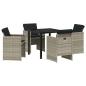 Preview: 5-teiliges Garten-Essgruppen-Set mit Kissen, hellgrau, Poly-Rattan