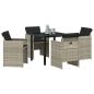 Preview: 5-teiliges Garten-Essgruppen-Set mit Kissen, hellgrau, Poly-Rattan