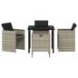 Preview: 5-teiliges Garten-Essgruppen-Set mit Kissen, hellgrau, Poly-Rattan