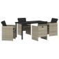 Preview: 5-teiliges Garten Ess-Set mit Kissen, hellgrau, Poly Rattan