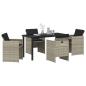 Preview: 5-teiliges Garten Ess-Set mit Kissen, hellgrau, Poly Rattan
