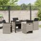 Preview: 5-teiliges Garten Ess-Set mit Kissen, hellgrau, Poly Rattan