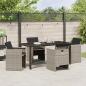Preview: 5-teiliges Garten Essset mit Kissen Hellgraues Poly Rattan