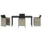 Preview: 5-teiliges Garten Essset mit Kissen Hellgraues Poly Rattan
