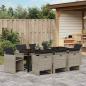 Preview: 9-teiliges Garten Esstisch Set mit Kissen in Hellgrau aus Poly Rattan