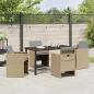 Preview: 5-teiliges Garten-Esszimmer-Set mit Kissen Beige Poly Rattan
