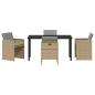 Preview: 5-teiliges Garten-Esszimmer-Set mit Kissen Beige Poly Rattan