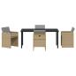 Preview: 5-teiliges Garten-Essset mit Kissen Beige Poly Rattan