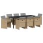 Preview: Garten Essgruppe 9 stk. Beige Poly-Rattan