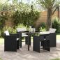 Preview: ARDEBO.de - 5-teiliges Garten-Dining-Set mit Kissen Schwarz Poly-Rattan