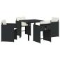 Preview: 5-teiliges Garten-Dining-Set mit Kissen Schwarz Poly-Rattan