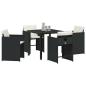 Preview: 5-teiliges Garten-Dining-Set mit Kissen Schwarz Poly-Rattan