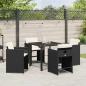 Preview: 5-teiliges Garten-Dining-Set mit Kissen Schwarz Poly-Rattan
