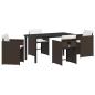 Preview: 5-teiliges Garten-Essset mit Kissen Braunes Poly-Rattan