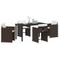 Preview: 5-teiliges Garten-Essset mit Kissen Braunes Poly-Rattan