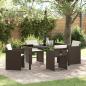Preview: ARDEBO.de - 5-teiliges Garten-Ess-Set mit Kissen in braunem Poly-Rattan
