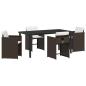Preview: 5-teiliges Garten-Ess-Set mit Kissen in braunem Poly-Rattan