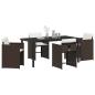 Preview: 5-teiliges Garten-Ess-Set mit Kissen in braunem Poly-Rattan