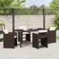 Preview: 5-teiliges Garten-Ess-Set mit Kissen in braunem Poly-Rattan