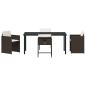 Preview: 5-teiliges Garten-Ess-Set mit Kissen in braunem Poly-Rattan