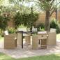 Preview: ARDEBO.de - 5-teiliges Garten-Dining-Set mit Kissen Beige Poly-Rattan