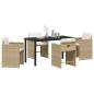 Preview: 5-teiliges Garten-Dining-Set mit Kissen Beige Poly-Rattan