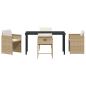 Preview: 5-teiliges Garten-Dining-Set mit Kissen Beige Poly-Rattan