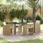 Preview: ARDEBO.de - 5-teiliges Garten Esstisch Set mit Kissen - Beiges Poly Rattan