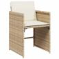 Preview: 5-teiliges Garten Esstisch Set mit Kissen - Beiges Poly Rattan