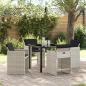 Preview: ARDEBO.de - 5-teiliges Garten-Ess-Set mit Kissen Hellgrau Poly-Rattan
