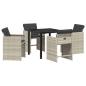 Preview: 5-teiliges Garten-Ess-Set mit Kissen Hellgrau Poly-Rattan