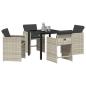 Preview: 5-teiliges Garten-Ess-Set mit Kissen Hellgrau Poly-Rattan