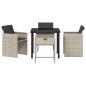 Preview: 5-teiliges Garten-Ess-Set mit Kissen Hellgrau Poly-Rattan