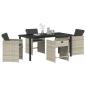 Preview: 5-teiliges Garten-Esszimmer-Set mit Kissen Hellgrau Poly Rattan