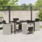 Preview: 5-teiliges Garten-Esszimmer-Set mit Kissen Hellgrau Poly Rattan
