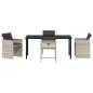 Preview: 5-teiliges Garten-Esszimmer-Set mit Kissen Hellgrau Poly Rattan