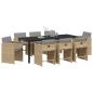 Preview: Garten Essgruppe mit Kissen 9 pcs Beige Poly-Rattan