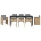 Preview: Garten Essgruppe mit Kissen 9 pcs Beige Poly-Rattan