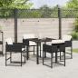 Preview: 5-teilige Garten-Essgruppe mit Kissen aus schwarzem Poly-Rattan