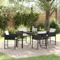 Preview: ARDEBO.de - 5-teiliges Gartenset mit Kissen aus schwarzem Poly-Rattan
