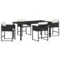 Preview: 5-teiliges Garten-Esstisch-Set mit Kissen Schwarz Poly-Rattan